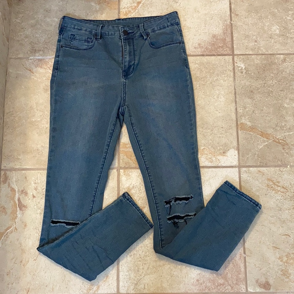 PACSUN BULLHEAD jeans waist 28” Destroyed high-rise skinniest blue